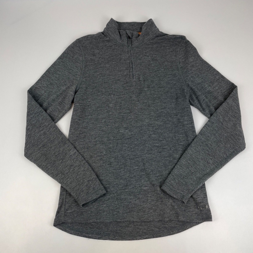 Omni-Wool Men's Size M Long Sleeve Wool Blend 1/4 Zip Pullover Base Layer Gray
